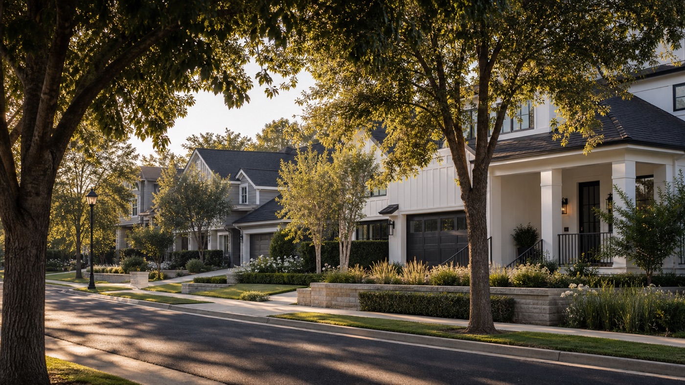 Tree-lined West Sacramento neighborhood street preview